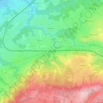 Topografische kaart Biesenberg, hoogte, reliëf