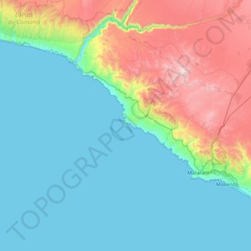 Topografische kaart Hornillos, hoogte, reliëf