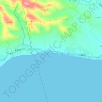 Topografische kaart Nalundan, hoogte, reliëf