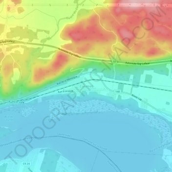 Topografische kaart Calumet, hoogte, reliëf