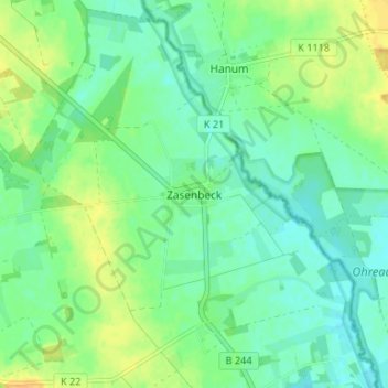 Topografische kaart Zasenbeck, hoogte, reliëf