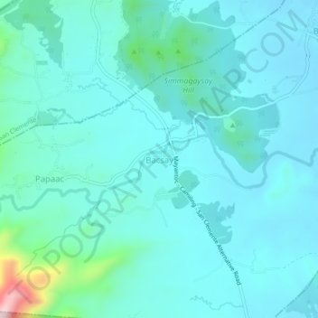 Topografische kaart Bacsay, hoogte, reliëf
