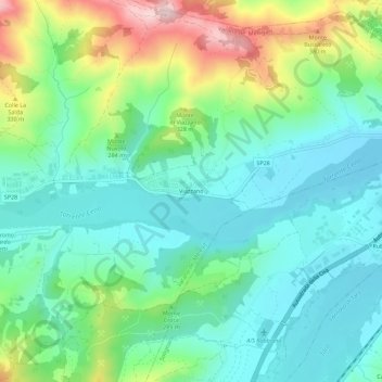 Topografische kaart Viazzano, hoogte, reliëf