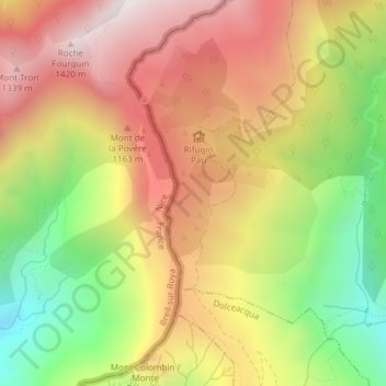Topografische kaart Lanzo, hoogte, reliëf