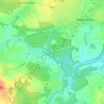 Topografische kaart Böhmsholz, hoogte, reliëf