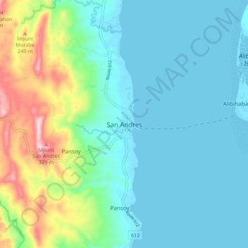 Topografische kaart San Andres, hoogte, reliëf