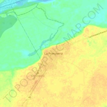 Topografische kaart La Primavera, hoogte, reliëf