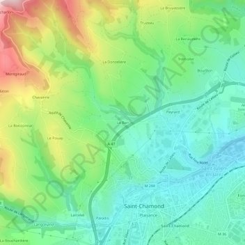 Topografische kaart Le Ban, hoogte, reliëf