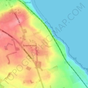 Topografische kaart Borewell, hoogte, reliëf