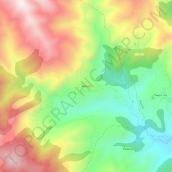 Topografische kaart Betesa, hoogte, reliëf