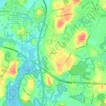 Topografische kaart Idylwilde, hoogte, reliëf