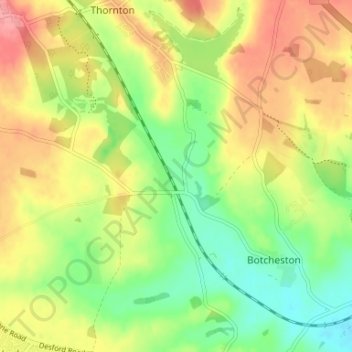 Topografische kaart Merry Lees, hoogte, reliëf