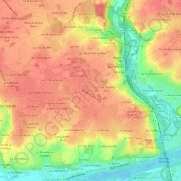 Topografische kaart La Borde, hoogte, reliëf