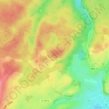 Topografische kaart Fahrenberg, hoogte, reliëf