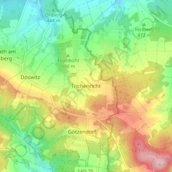 Topografische kaart Trichenricht, hoogte, reliëf