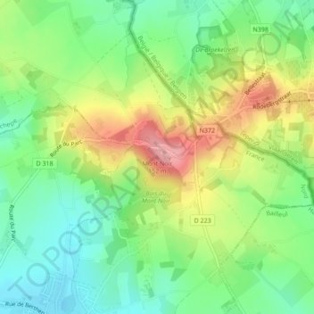 Topografische kaart Zwarteberg, hoogte, reliëf