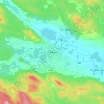 Topografische kaart Edsbyn, hoogte, reliëf