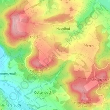 Topografische kaart Hochtheta, hoogte, reliëf