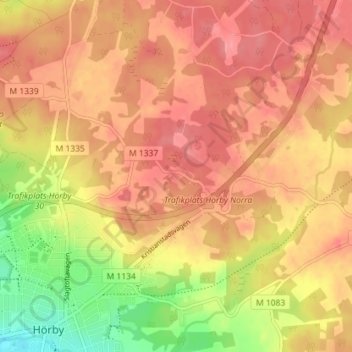 Topografische kaart Slagtofta, hoogte, reliëf