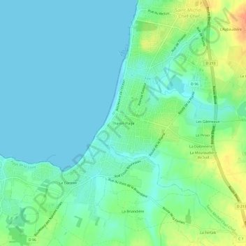 Topografische kaart Tharon Plage, hoogte, reliëf