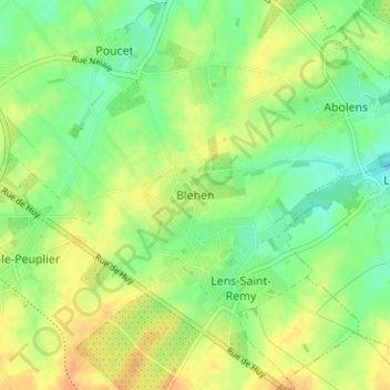 Topografische kaart Blehen, hoogte, reliëf