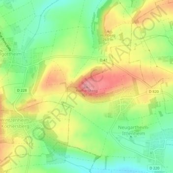 Topografische kaart Kochersberg, hoogte, reliëf