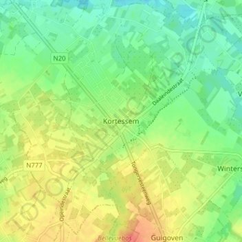 Topografische kaart Kortessem, hoogte, reliëf