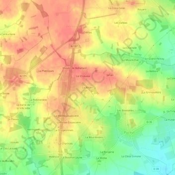 Topografische kaart La Rinais, hoogte, reliëf