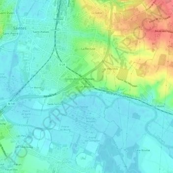 Topografische kaart Les Arcivaux, hoogte, reliëf