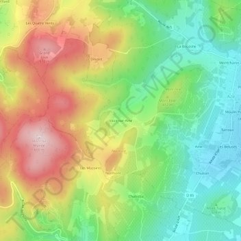 Topografische kaart Vaux-sur-Aine, hoogte, reliëf