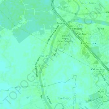 Topografische kaart Iba Este, hoogte, reliëf