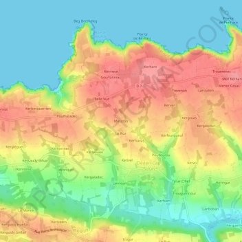 Topografische kaart Mescran, hoogte, reliëf
