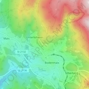 Topografische kaart Klause, hoogte, reliëf