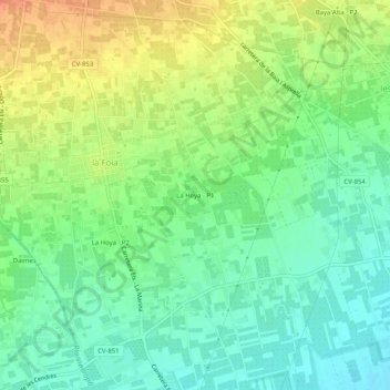 Topografische kaart La Hoya - P1, hoogte, reliëf