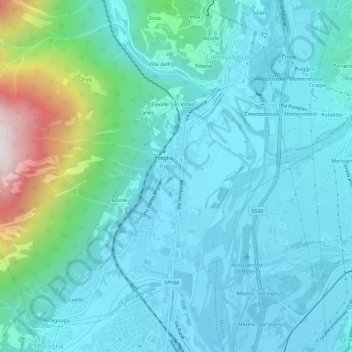 Topografische kaart Preglia, hoogte, reliëf