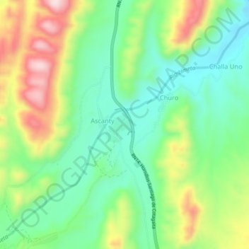 Topografische kaart Cazon, hoogte, reliëf