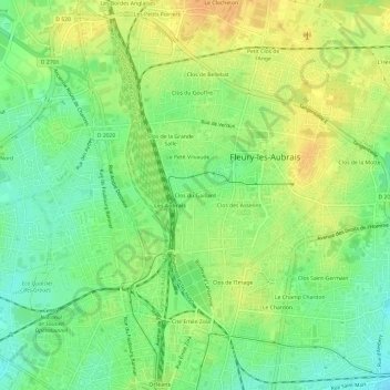 Topografische kaart Clos du Gaillard, hoogte, reliëf