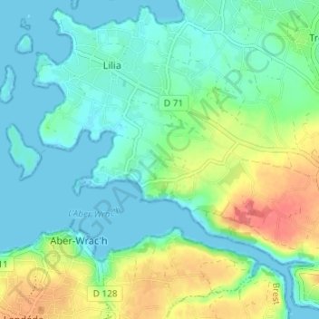 Topografische kaart Kernevez Perroz, hoogte, reliëf