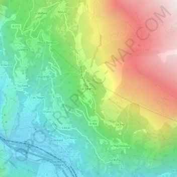 Topografische kaart La Traversaz, hoogte, reliëf