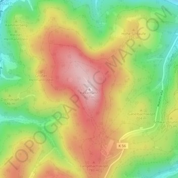 Topografische kaart Kickelhahn, hoogte, reliëf