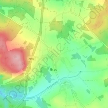 Topografische kaart Bras-Haut, hoogte, reliëf