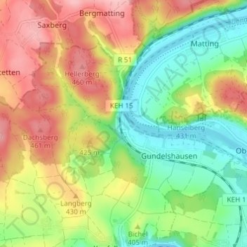 Topografische kaart Lohstadt, hoogte, reliëf
