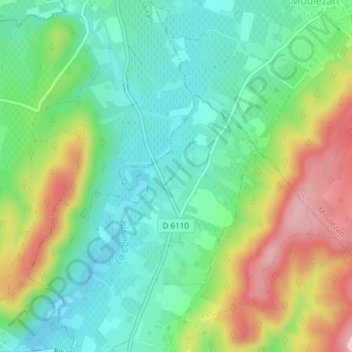 Topografische kaart Fenouiller, hoogte, reliëf
