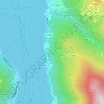 Topografische kaart Grotta Masera, hoogte, reliëf