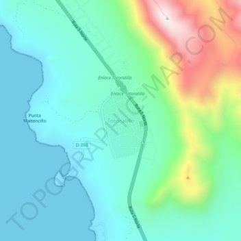 Topografische kaart Totoralillo, hoogte, reliëf