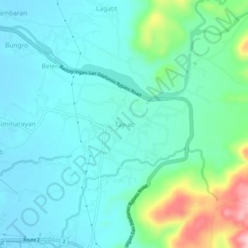 Topografische kaart Tay-ac, hoogte, reliëf