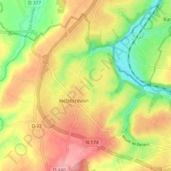 Topografische kaart La Cauvinière, hoogte, reliëf