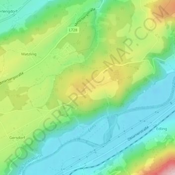Topografische kaart Mitterberg, hoogte, reliëf