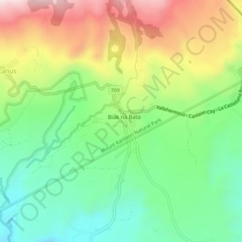 Topografische kaart Biak na Bato, hoogte, reliëf