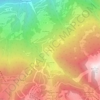 Topografische kaart Plan Gagnant, hoogte, reliëf